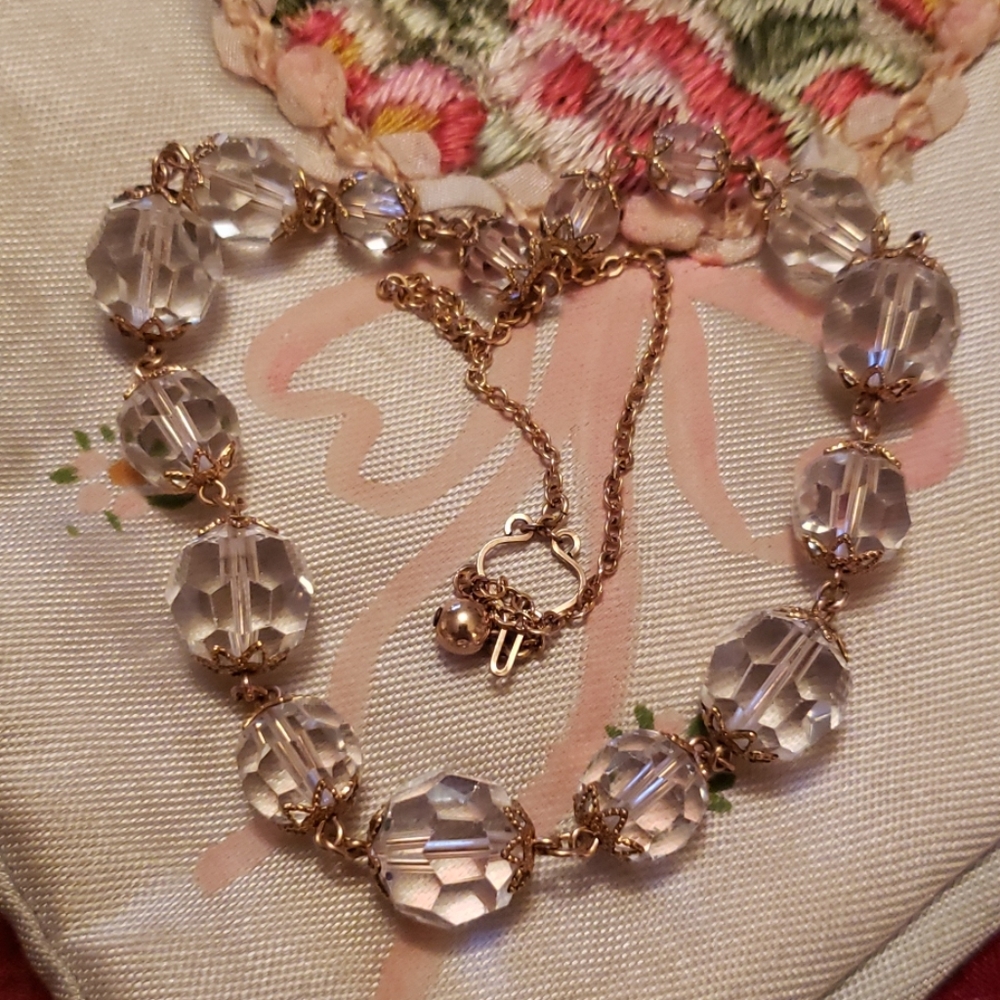 Vtg gold filled glass bead choker